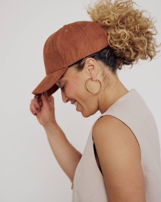 Chocolate Vegan Suede Satin Lined Hat