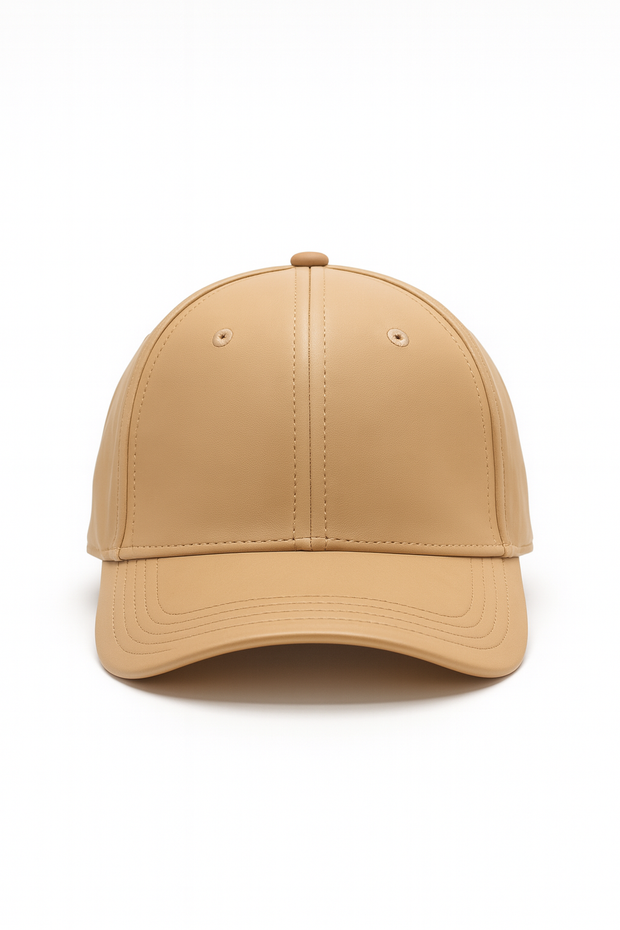 Tan Vegan Leather Satin Lined Hat