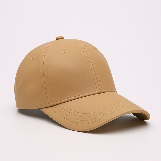 Tan Vegan Leather Satin Lined Hat