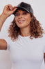 Black Vegan Leather Satin Lined Hat