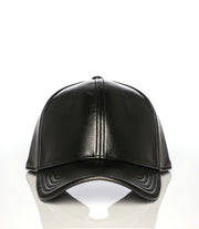 Black Vegan Leather Satin Lined Hat