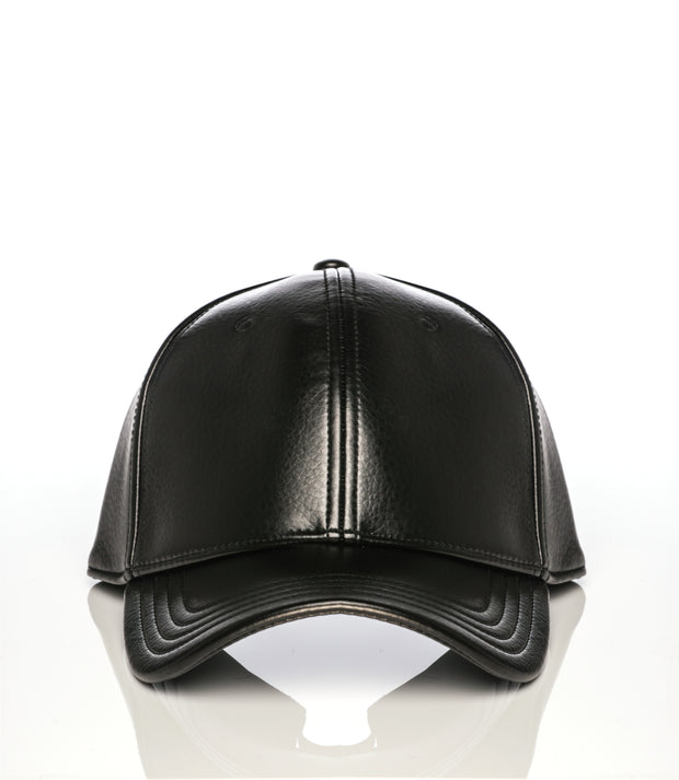 Black Vegan Leather Satin Lined Hat