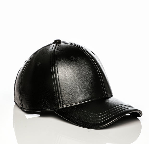 Black Vegan Leather Satin Lined Hat