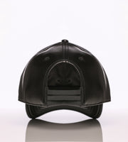 Black Vegan Leather Satin Lined Hat