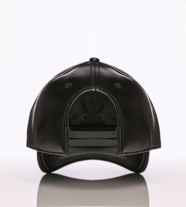 Black Vegan Leather Satin Lined Hat