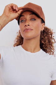 Chocolate Vegan Suede Satin Lined Hat
