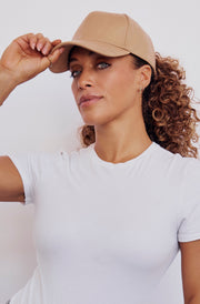 Tan Vegan Leather Satin Lined Hat