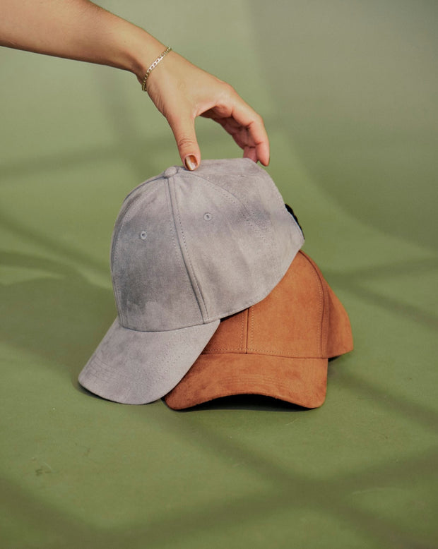 Grey Vegan Suede Satin Lined Hat