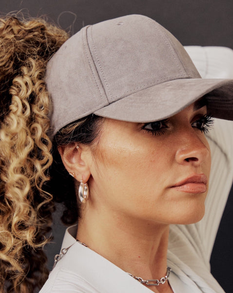 Grey Vegan Suede Satin Lined Hat
